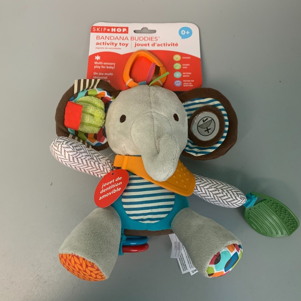 Skip Hop Bandana Buddies Activity Elephant Baby Toy 306202 Multi-Sensory Teether